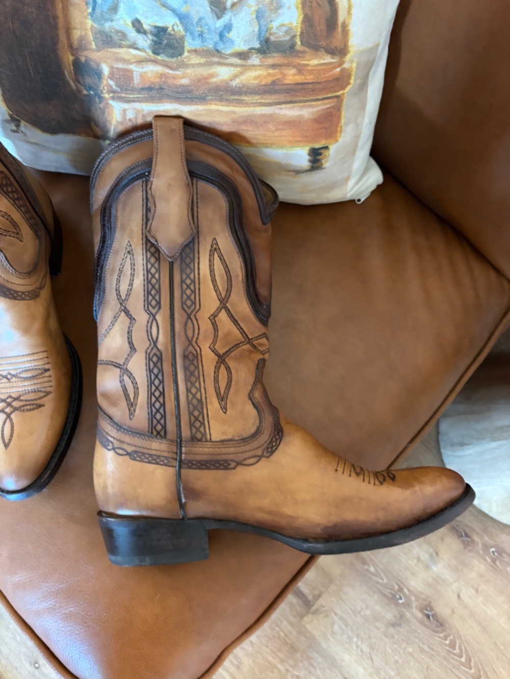 Corral Men’s Handcrafted Distressed Leather Cowboy Boots Sz 9D - Picture 16 of 17